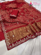 complete look of red modal gota patti saree 