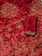 design pattern of red modal gota patti saree