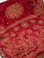 border detail of red modal gota patti saree