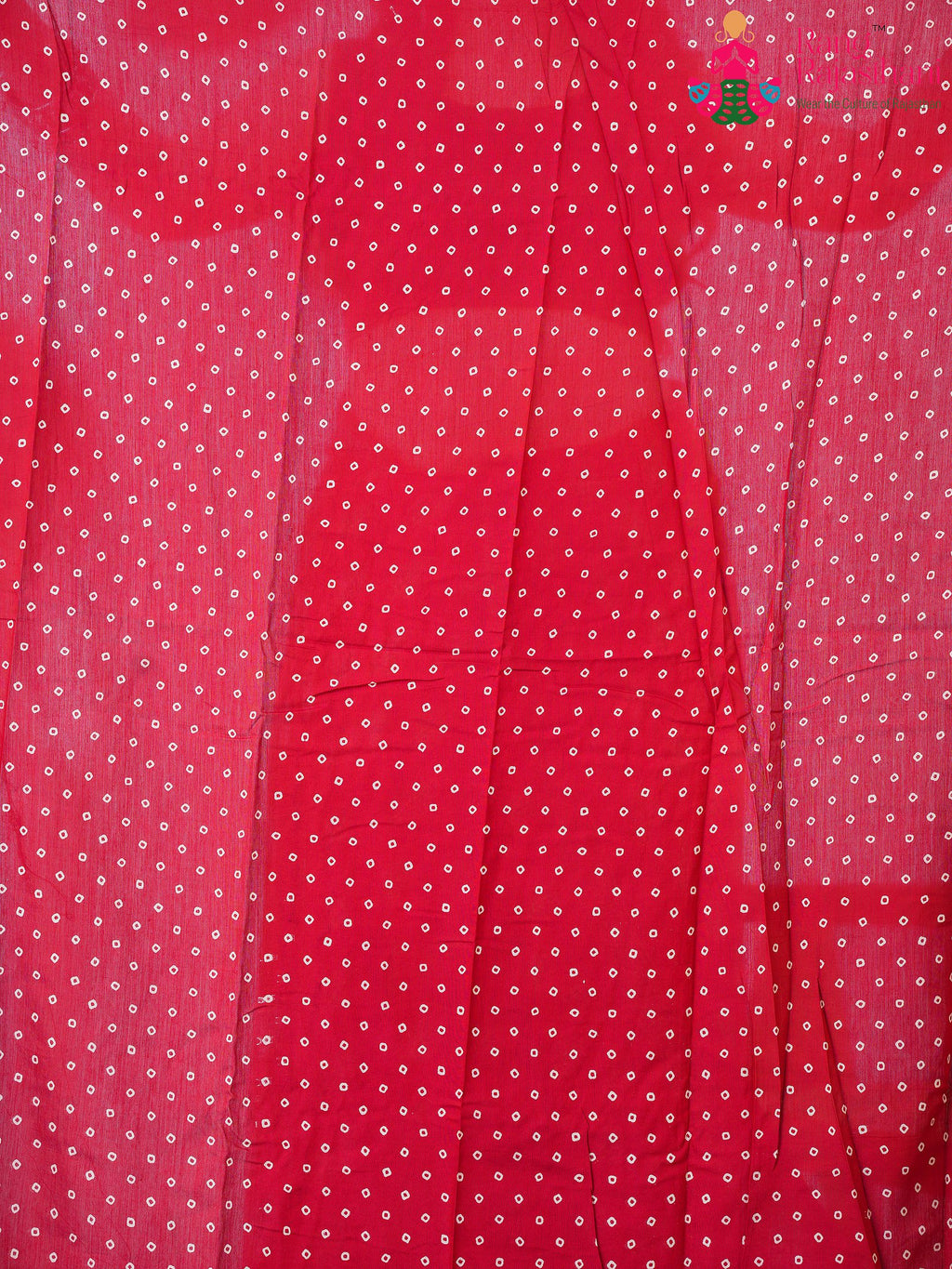 Red Cotton saree with Printed pallu detailing