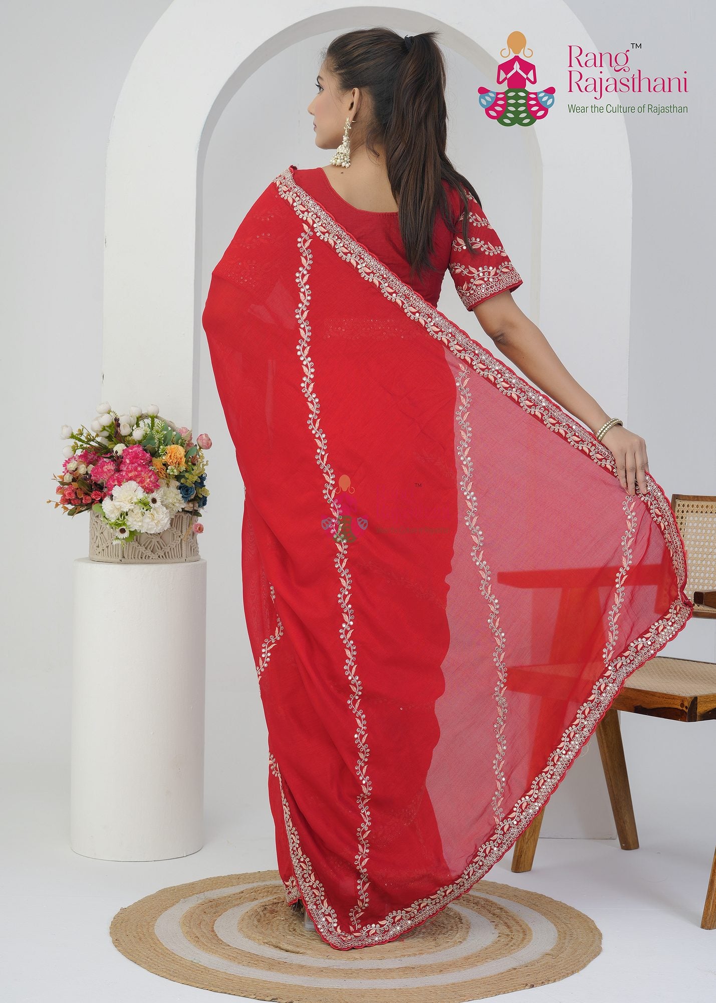 Red Silk Saree - Summer Soothing Party Wear