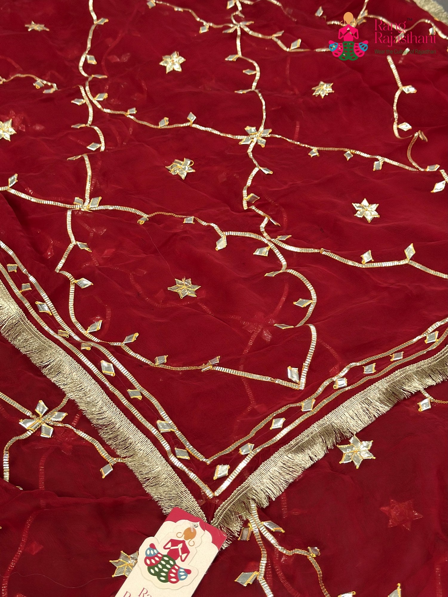 Red Chiffon Gota Patti Saree for Mehendi Ceremony | Shop Latest