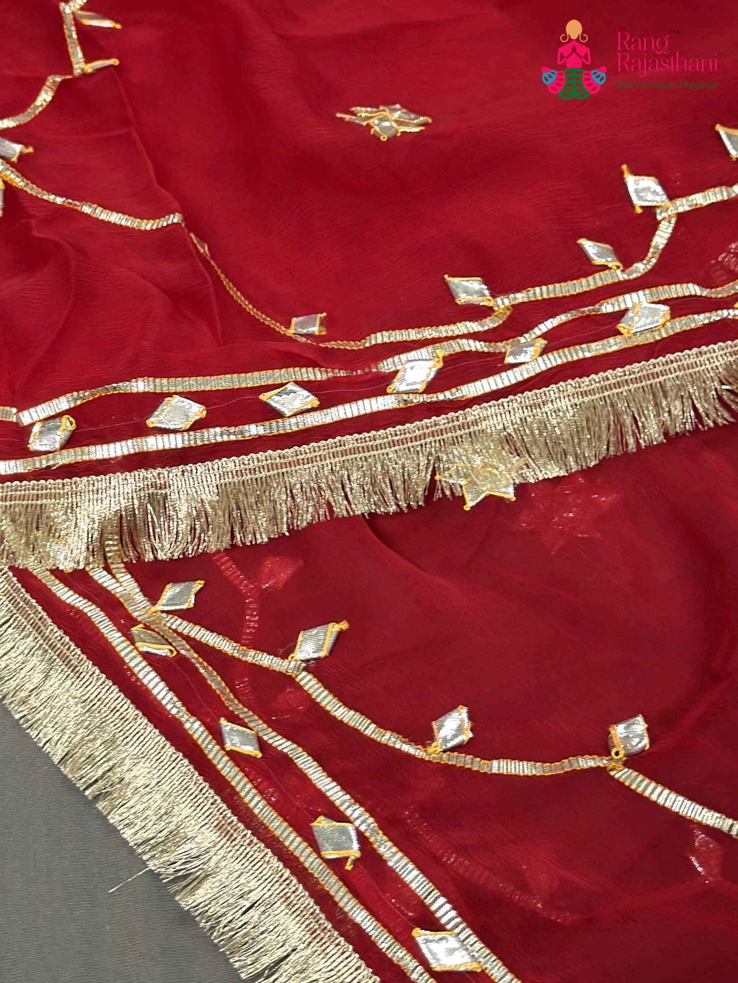 Red Chiffon Gota Patti Saree for Mehendi Ceremony | Shop Latest
