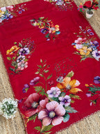 red pure chinon hand embellishment saree ethnic wear by Rang Rajasthani