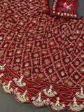 Red Soft Georgette Bandhani Print Chunri Lehenga Chunni for Mayra Ceremony | Premium Pick