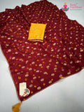 Red Pure Dola Silk Bandhani Saree : Light Ease