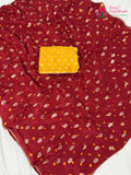 Red Pure Dola Silk Bandhani Saree for Motherhood Ceremony | Wedding Collection