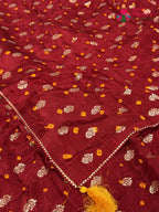 Red Pure Dola Silk Bandhani Chunri Saree for Festive Wear | New Season