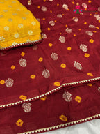 Red Pure Dola Silk Bandhani Chunri Saree for Festive Wear | New Season