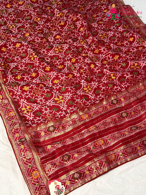 Red Pure Dola Silk Weaving Saree for Raksha Bandhan | Party Wear