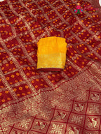 Red Pure Dola Silk Zari Embroidery Gharchola Saree for Bridal | Heritage Edit