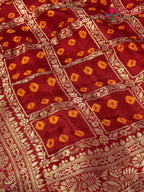 Red Pure Dola Silk Zari Embroidery Gharchola Saree for Bridal | Heritage Edit