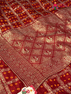 Red Pure Dola Silk Zari Embroidery Gharchola Saree for Bridal | Heritage Edit