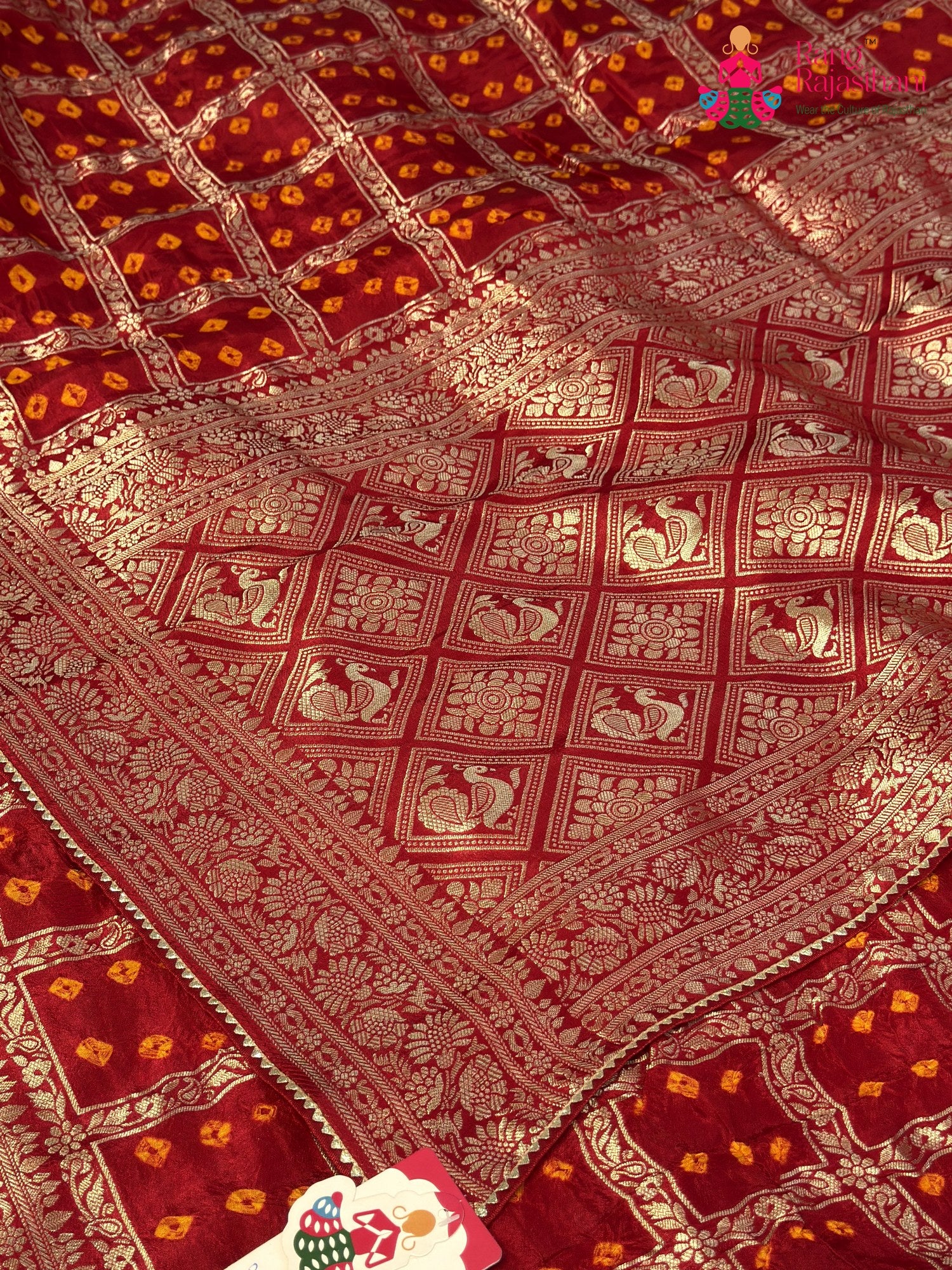 Red Pure Dola Silk Zari Embroidery Gharchola Saree for Bridal | Heritage Edit