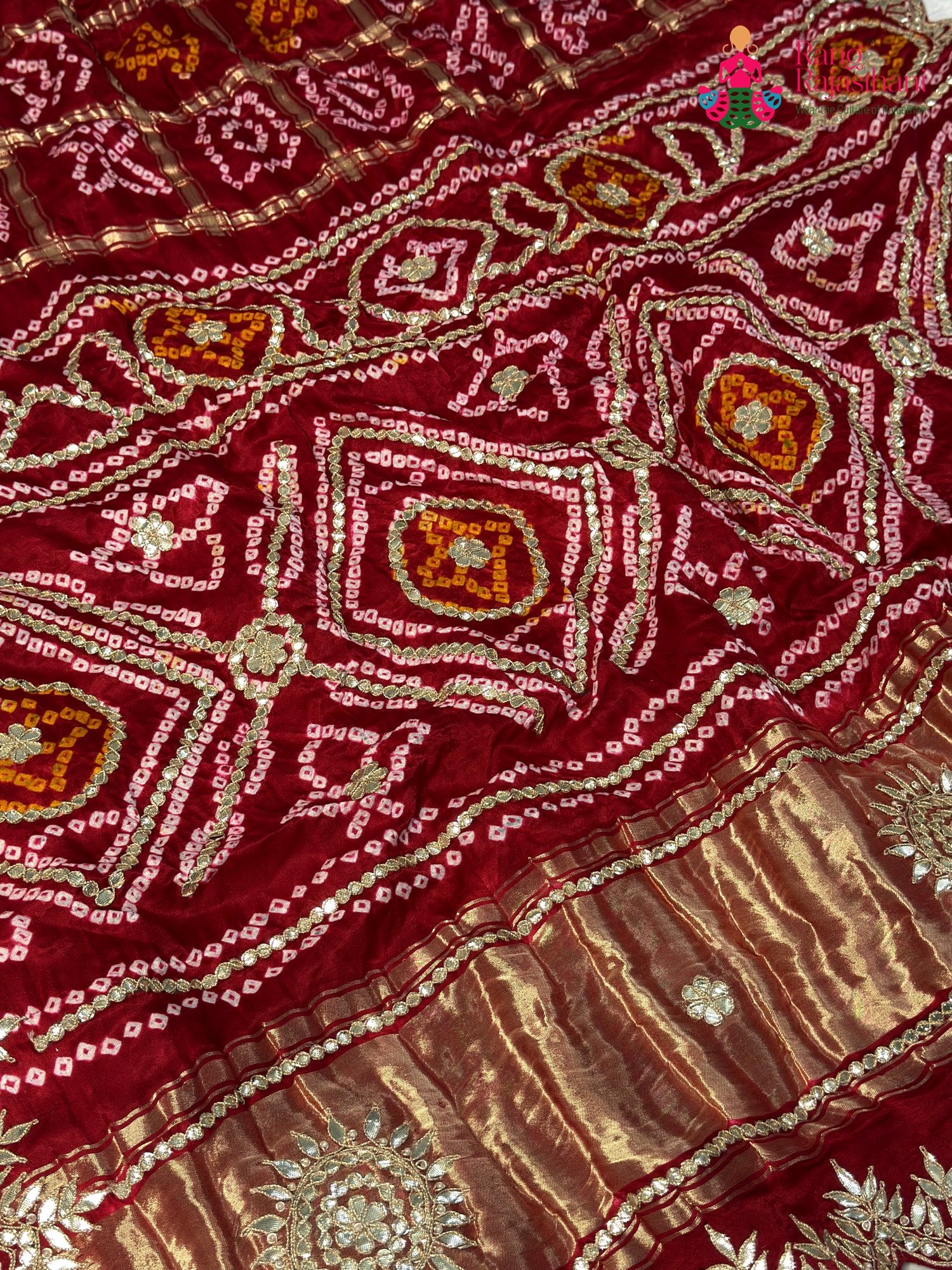 Red Gajji Silk Bandhani Chunri Saree for Bridal | Luxe Drape