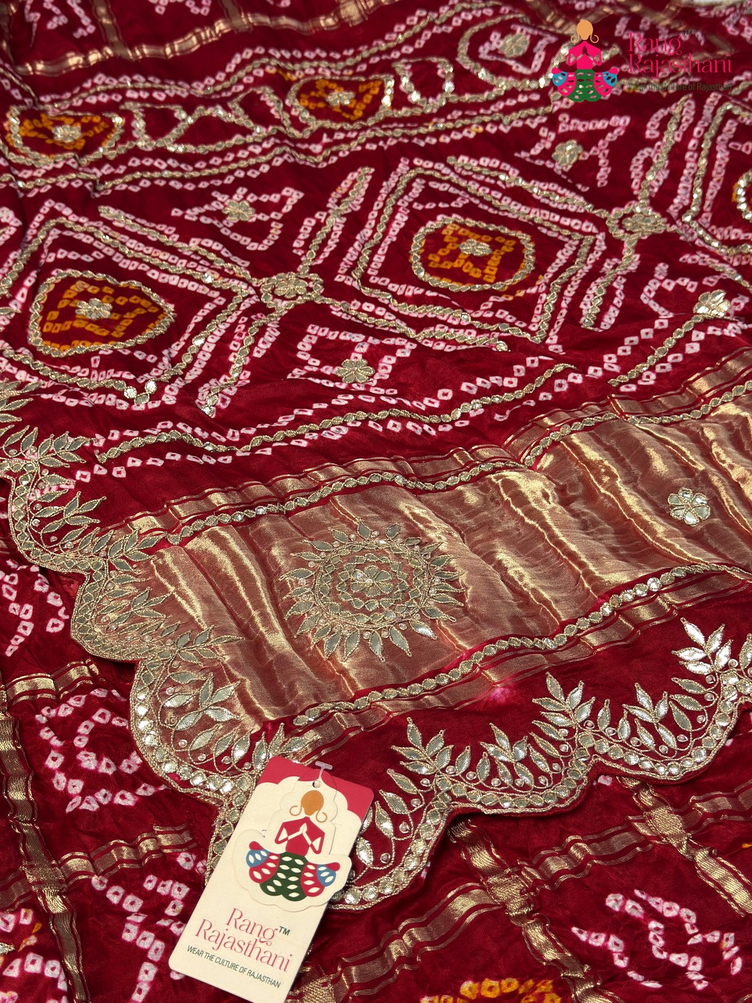 Red Gajji Silk Bandhani Chunri Saree for Bridal | Luxe Drape