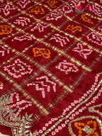 Red Gajji Silk Bandhani Chunri Saree for Bridal | Luxe Drape