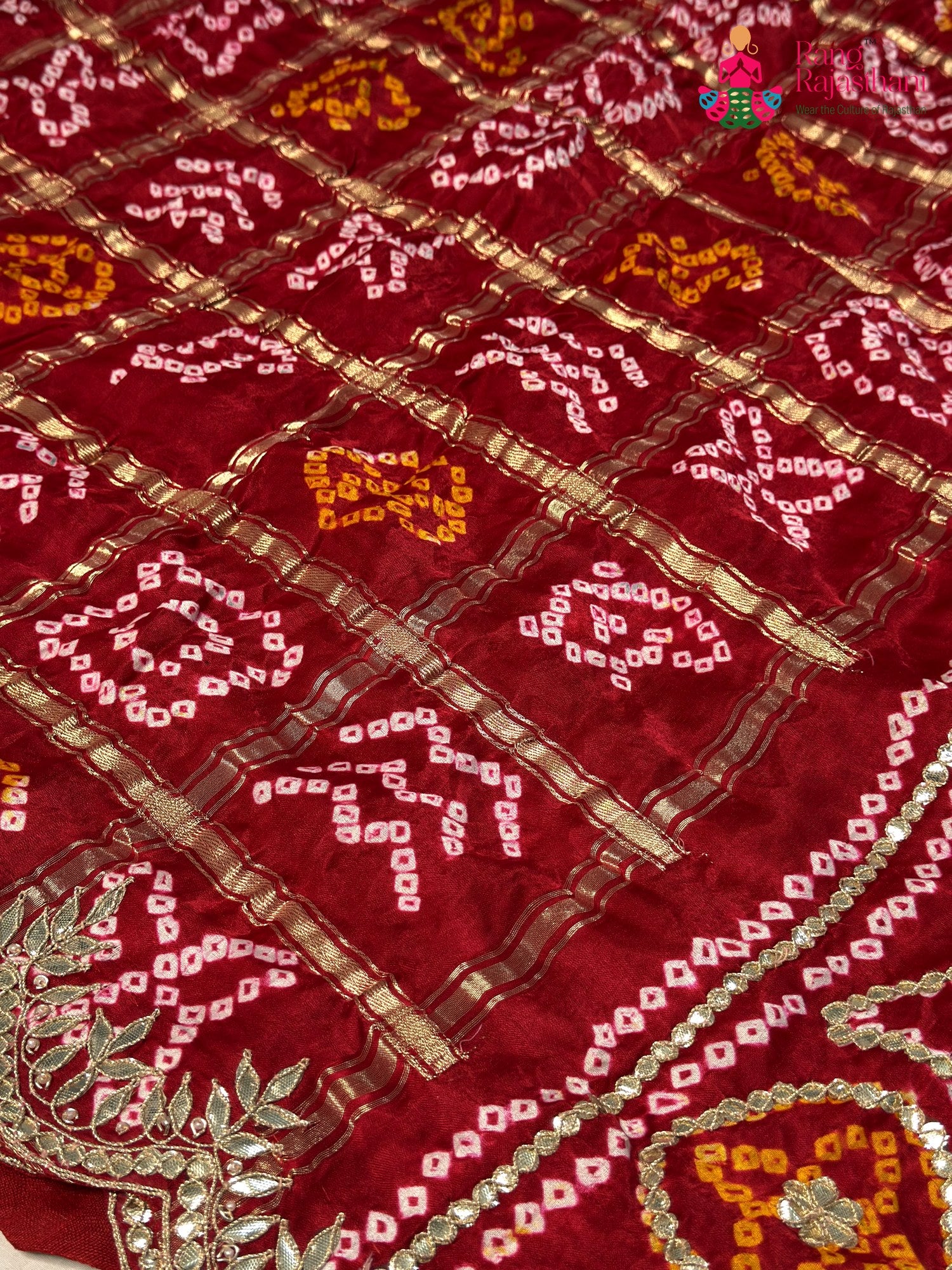 Red Gajji Silk Bandhani Chunri Saree for Bridal | Luxe Drape