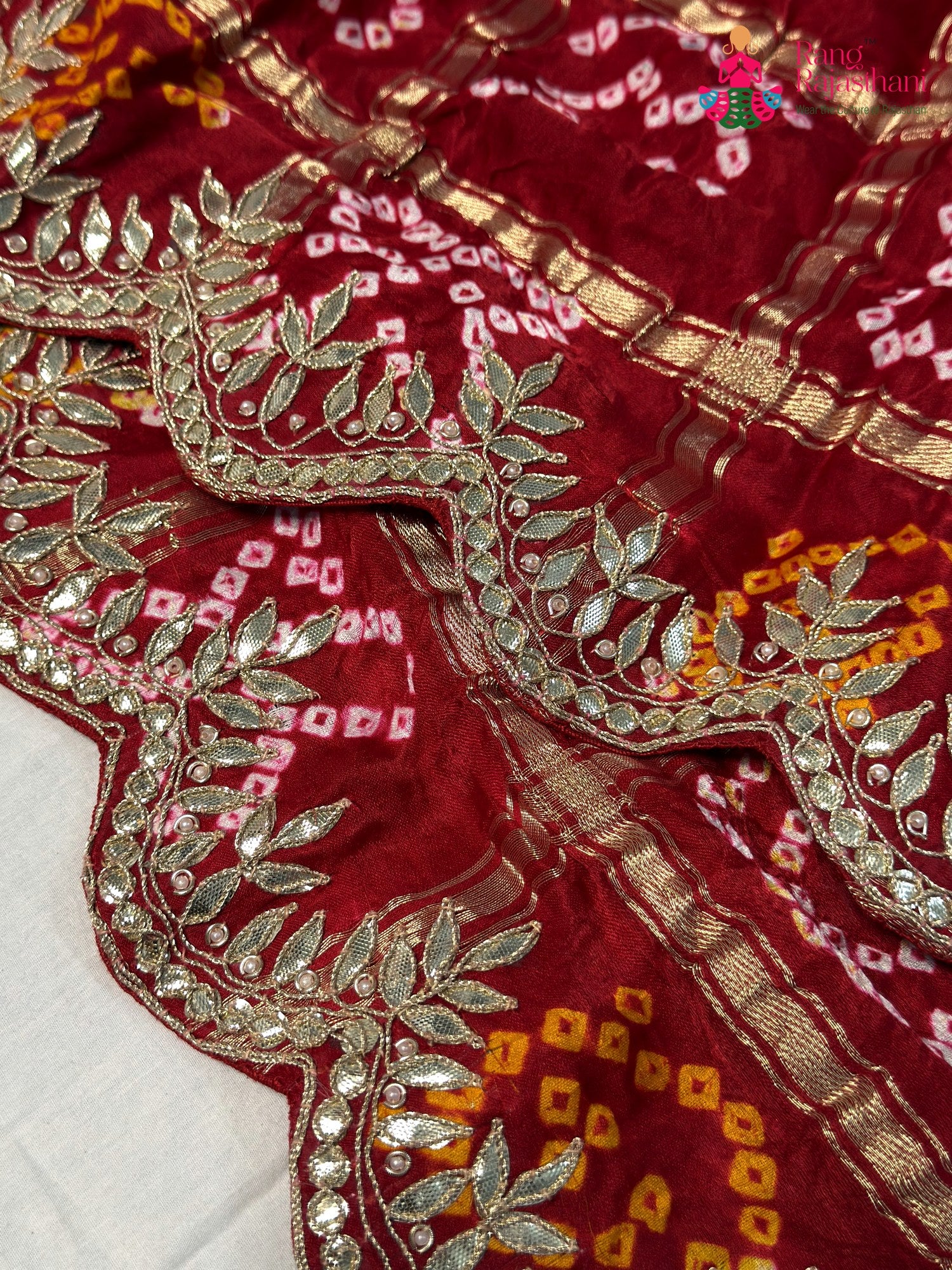 Red Gajji Silk Bandhani Chunri Saree for Bridal | Luxe Drape