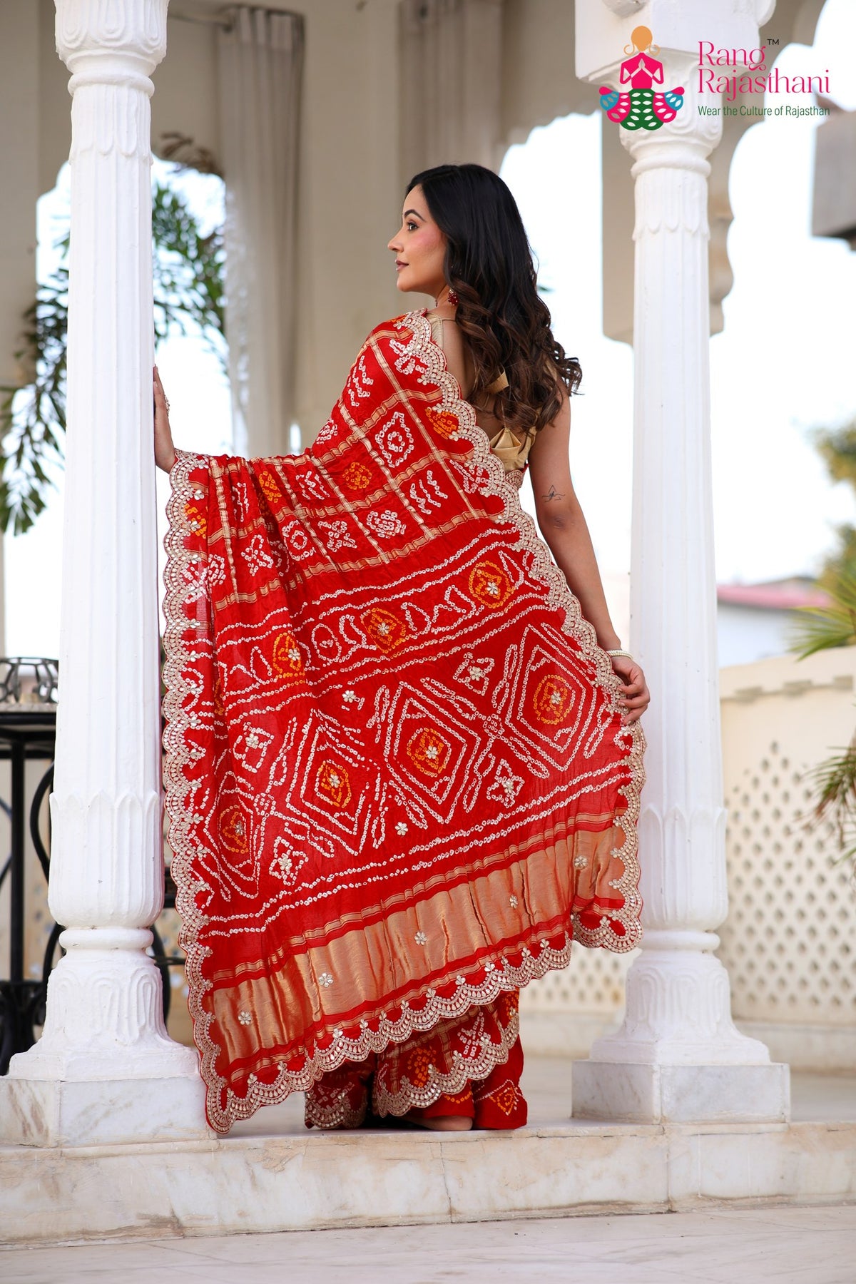 Red Pure Gaji Silk Hand Tie Dye Bandhani Gharchola Saree for Mayra Ceremony | Fashion Edit