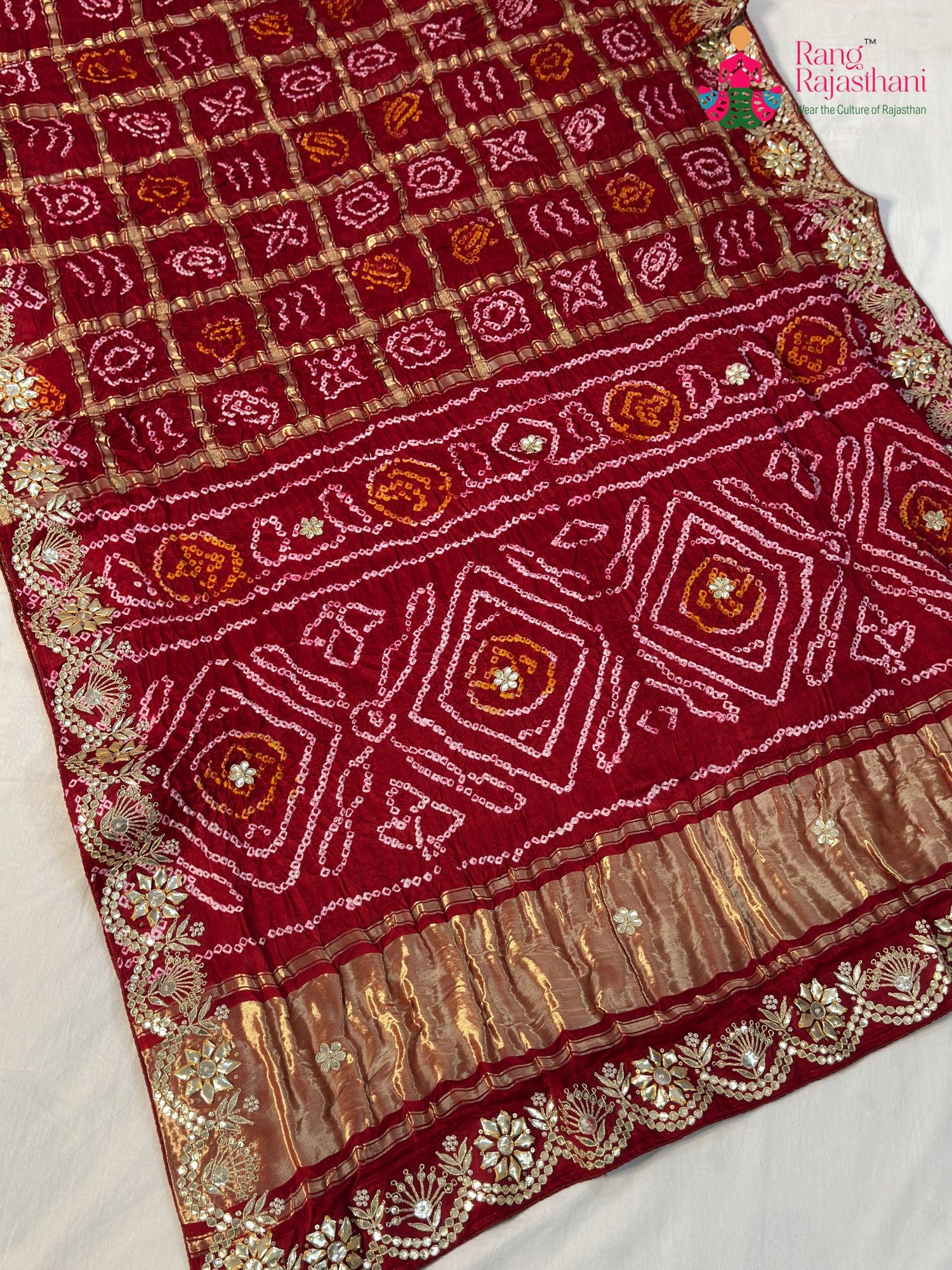 Red Gajji Silk Gota Patti Gharchola Saree for Mayra Ceremony | Exclusive Pick