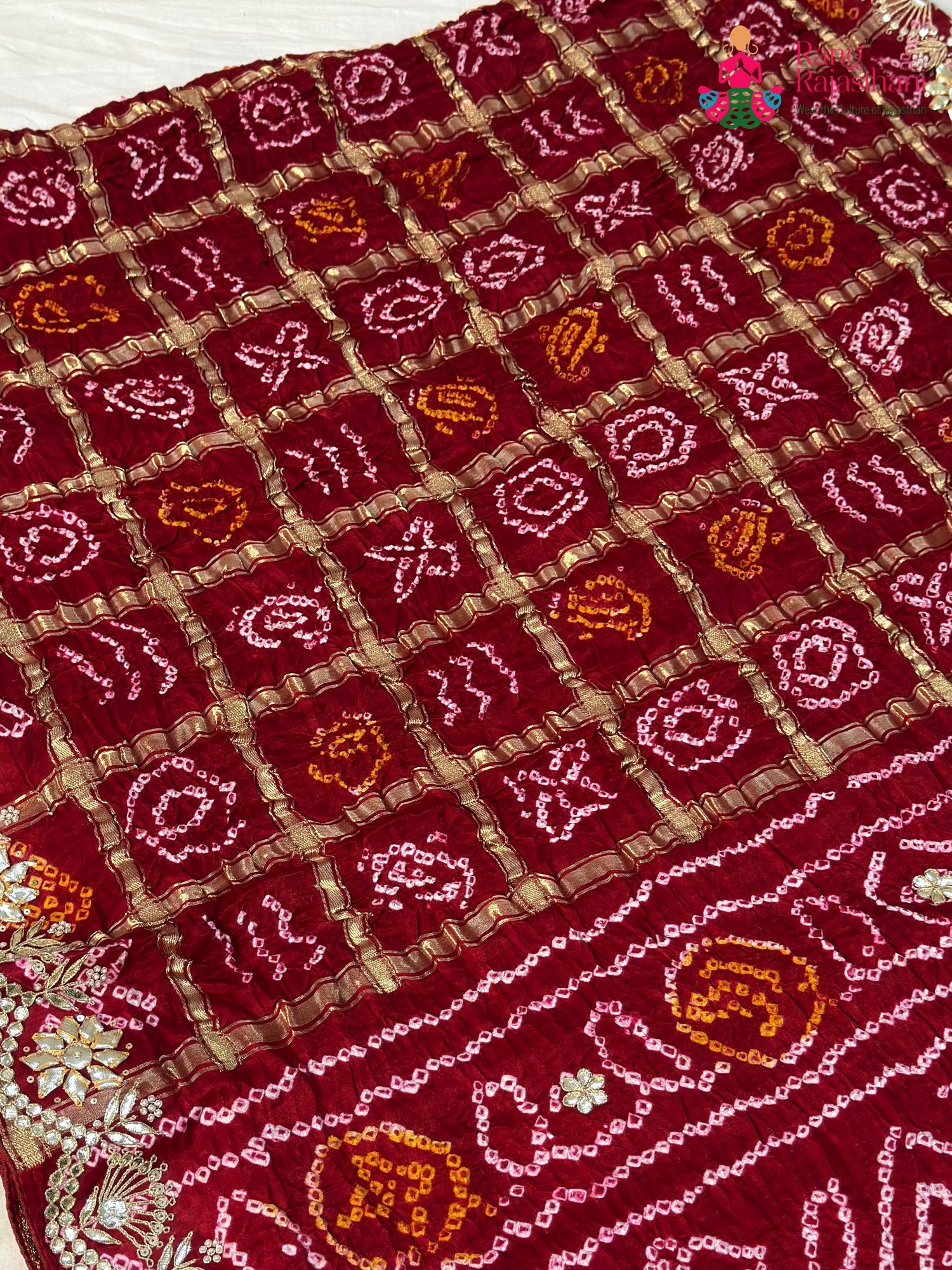 Red Gajji Silk Gota Patti Gharchola Saree for Mayra Ceremony | Exclusive Pick