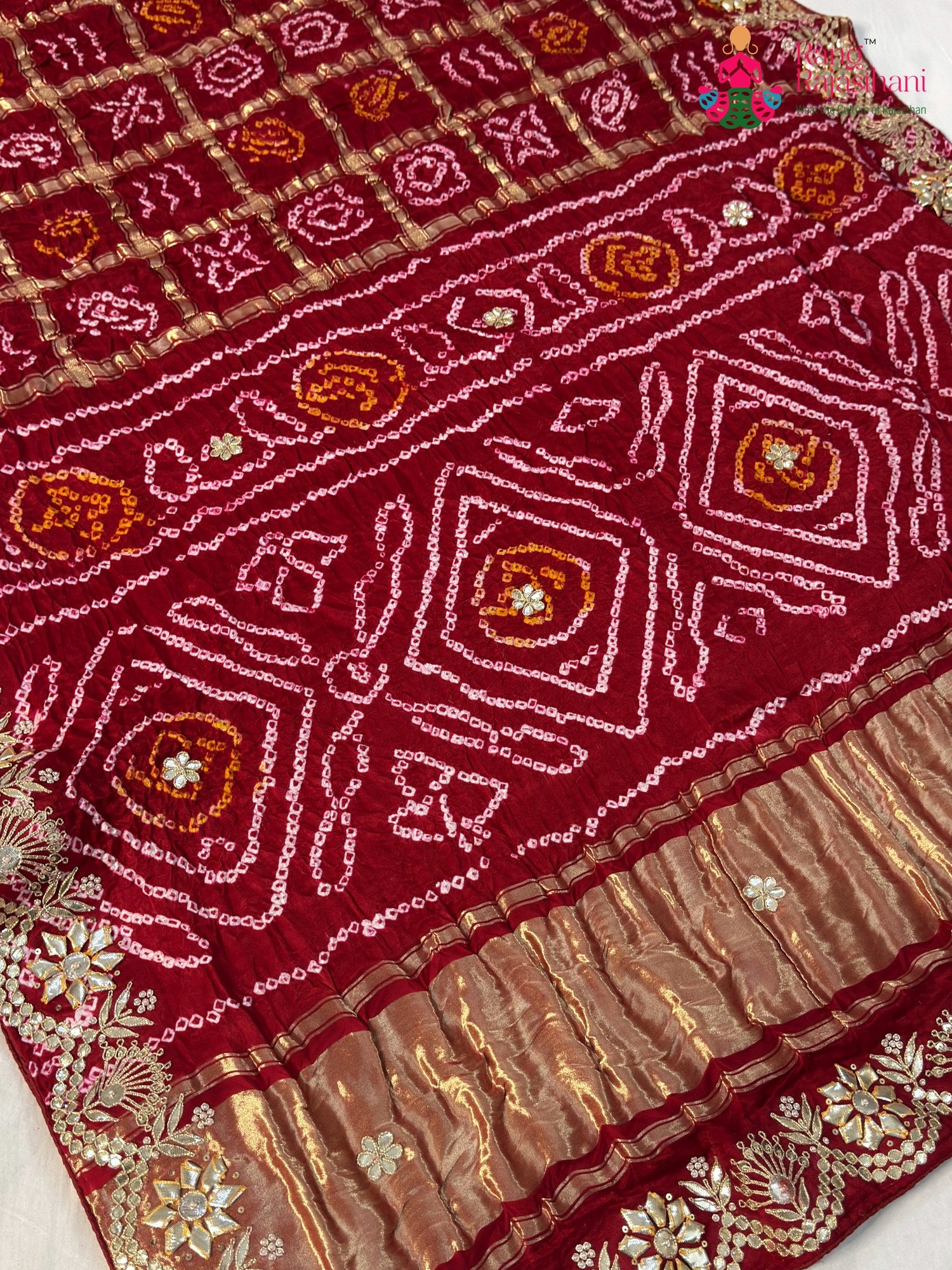 Red Gajji Silk Gota Patti Gharchola Saree for Mayra Ceremony | Exclusive Pick