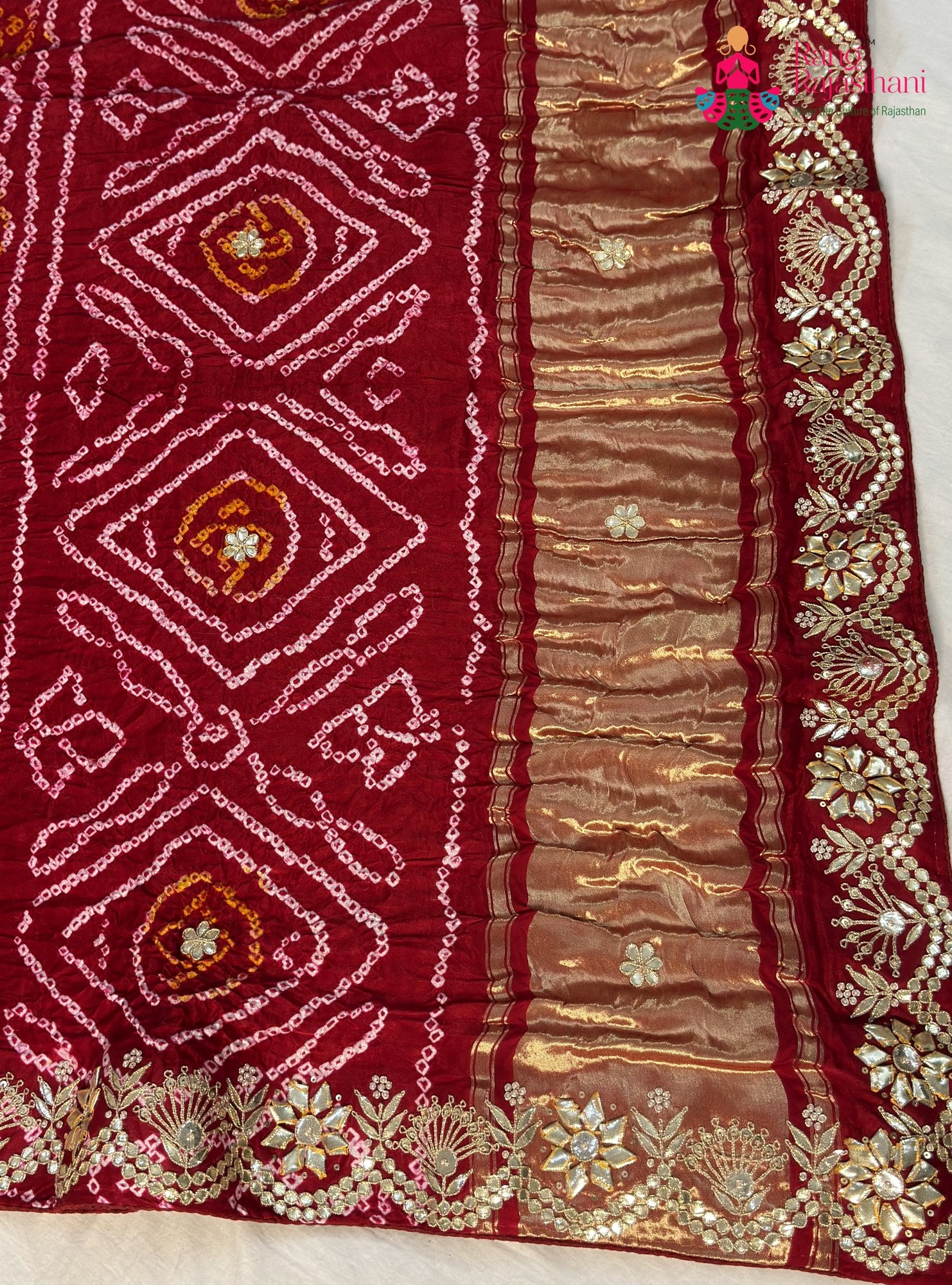 Red Gajji Silk Gota Patti Gharchola Saree for Mayra Ceremony | Exclusive Pick