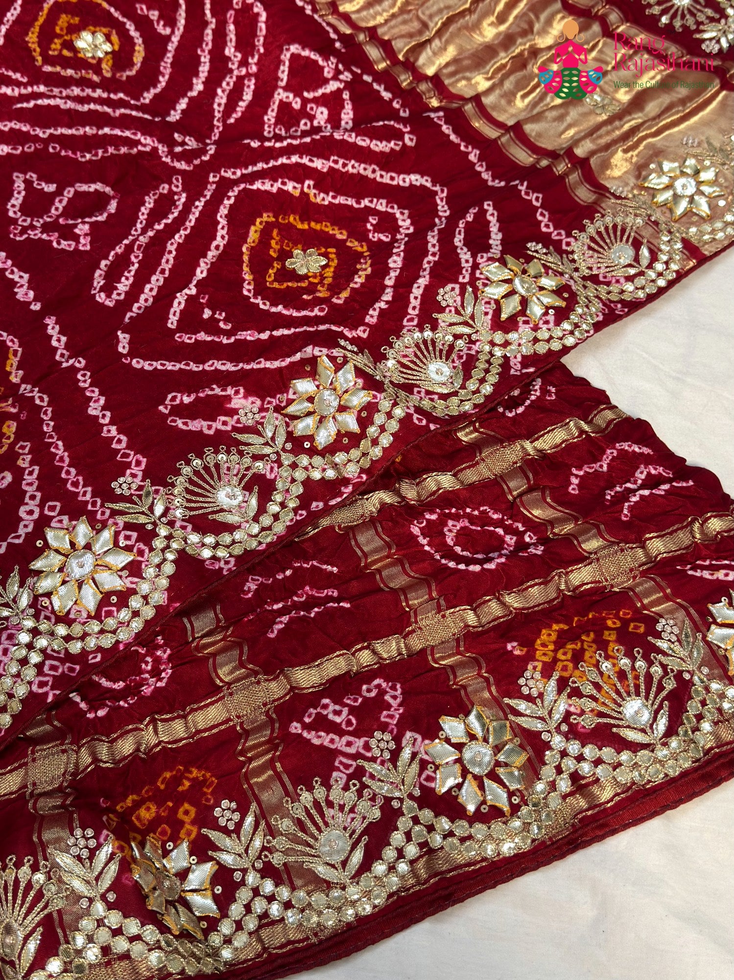 Red Gajji Silk Gota Patti Gharchola Saree for Mayra Ceremony | Exclusive Pick