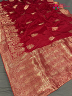 Red Pure Ho Silk Banarasi Zari Weave Saree for Wedding Reception | Statement Drape