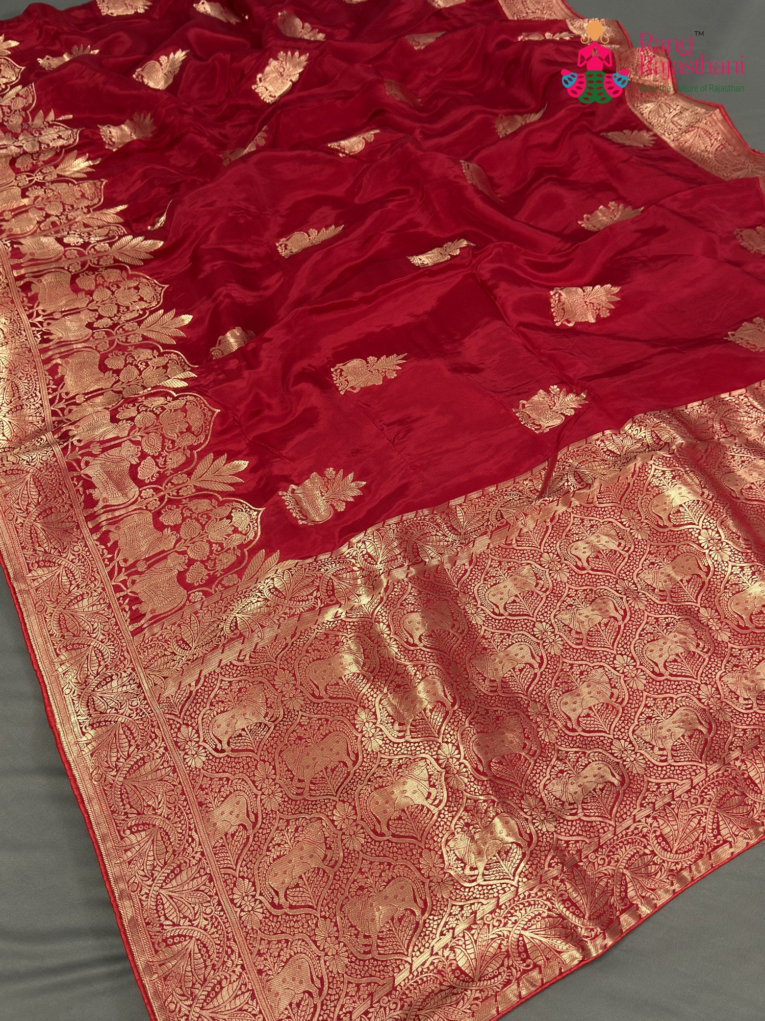 Red Pure Ho Silk Banarasi Zari Weave Saree for Wedding Reception | Statement Drape