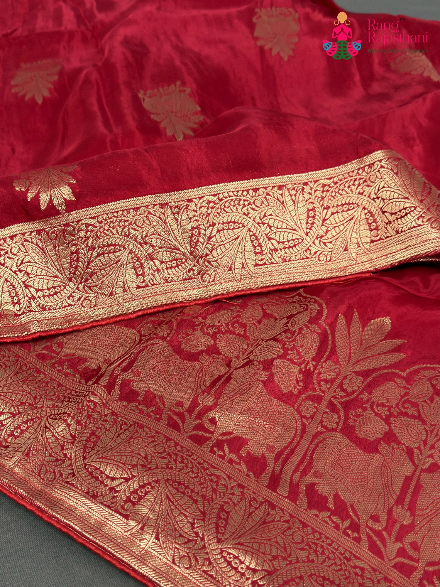 Red Pure Ho Silk Banarasi Zari Weave Saree for Wedding Reception | Statement Drape