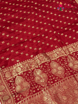 Red Pure Ho Silk Banarasi Zari Weave Saree for Bridal | Style Pick