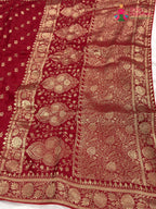 Red Pure Ho Silk Banarasi Zari Weave Saree for Bridal | Style Pick