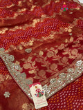 red khaddi gota patti saree ethnic wear by Rang Rajasthani