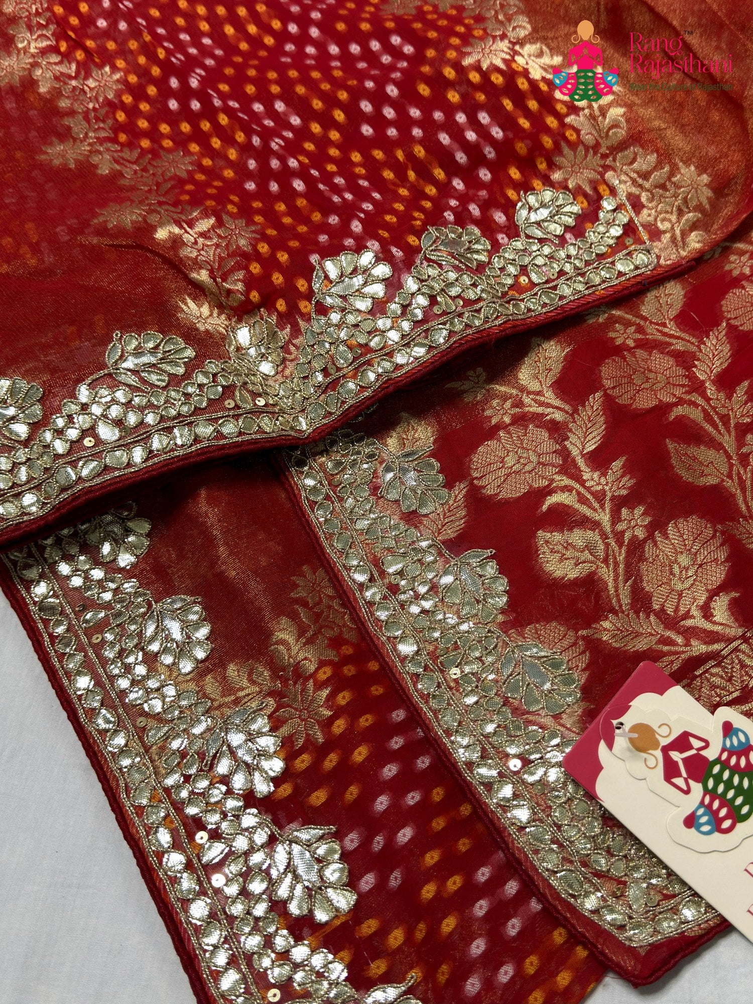 Red Pure Khaddi Georgette Gota Patti Chunri Saree for Karwa Chauth | Exclusive Edit