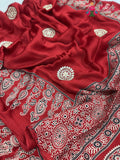 Red Modal Ajrakh Print Saree for Festive Celebration | Top Pick