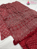 Red Pure Modal Silk Ajarakh Print Saree : Warm Ease
