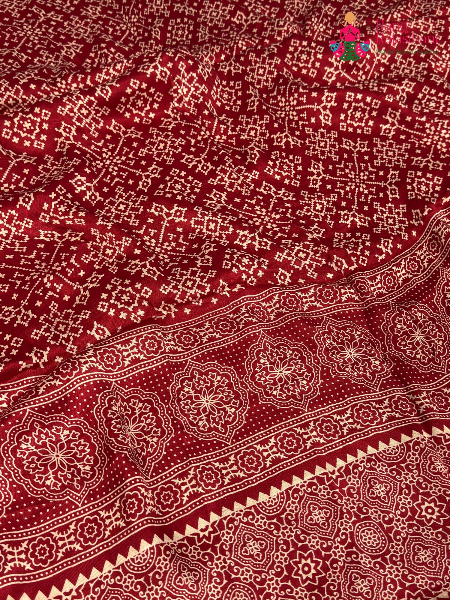 Red Modal Ajrakh Print Saree for Festive Celebration | Trending Now