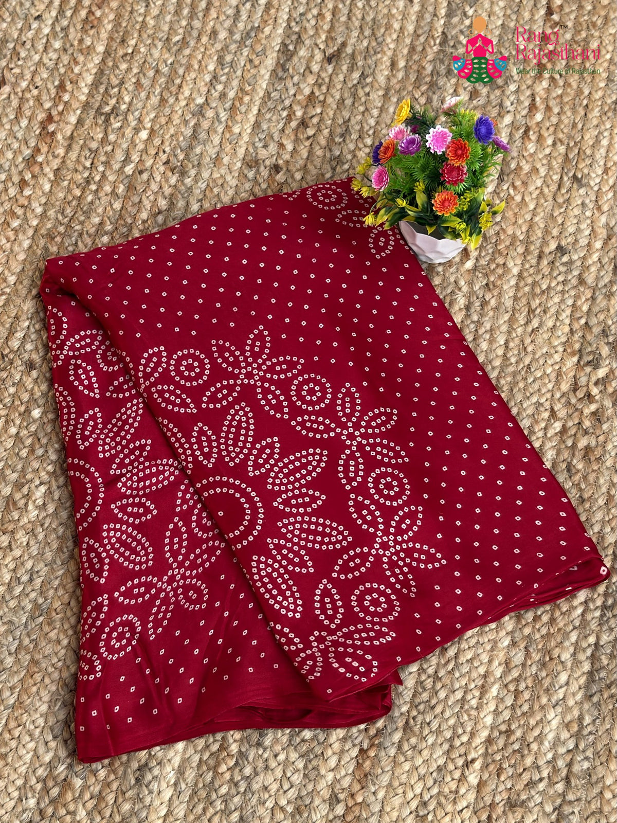 Red Pure Modal Silk Ajrakh Print Saree for Red Puja Sarees | Premium Pick