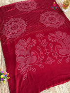 Red Pure Modal Silk Ajrakh Print Saree for Red Puja Sarees | Premium Pick