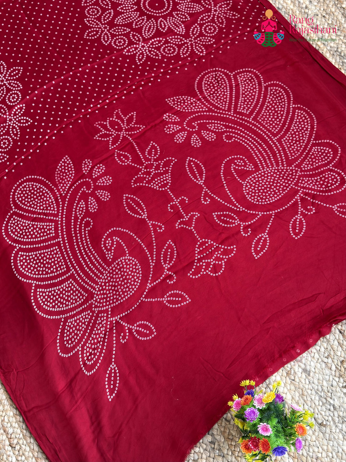 Red Pure Modal Silk Ajrakh Print Saree for Red Puja Sarees | Premium Pick