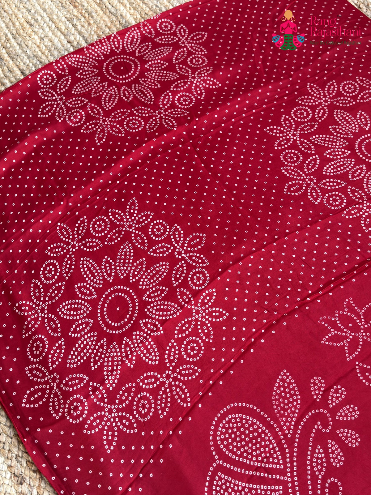 Red Pure Modal Silk Ajrakh Print Saree for Red Puja Sarees | Premium Pick