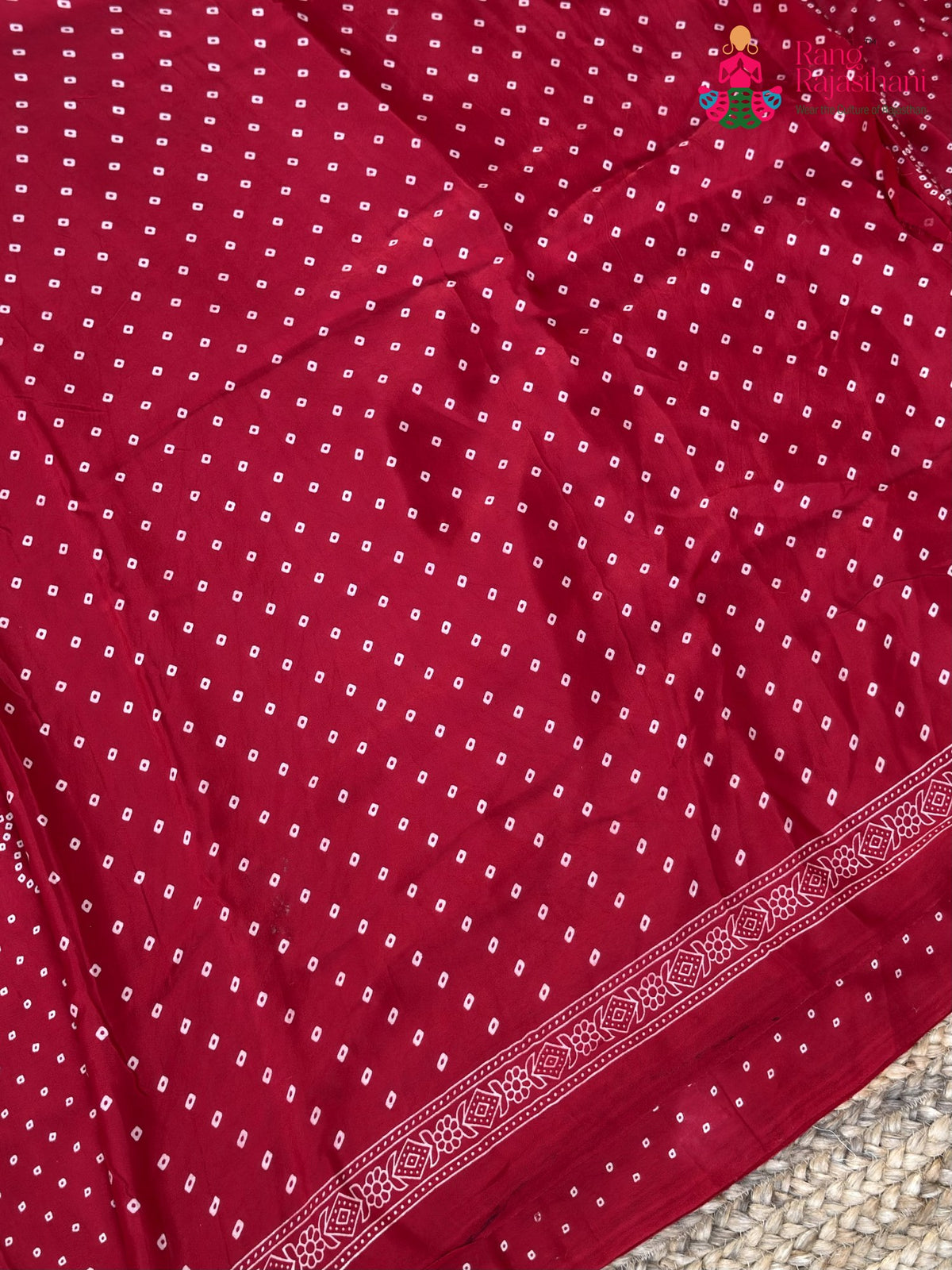 Red Pure Modal Silk Ajrakh Print Saree for Red Puja Sarees | Premium Pick