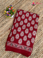 Red Pure Modal Silk Ajrakh Print Saree for Red Puja Sarees | Luxury Edit