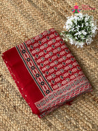 Red Pure Modal Silk Ajrakh Print Saree for Red Puja Sarees | Luxe Drape