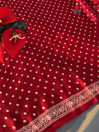 Red Pure Modal Silk Gota Patti Saree for Mayra Ceremony | Buy Online