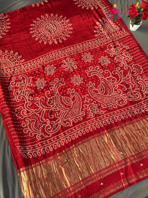 Red Pure Modal Silk Gota Patti Saree for Mayra Ceremony | Buy Online