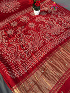 Red Pure Modal Silk Gota Patti Saree for Mayra Ceremony | Buy Online