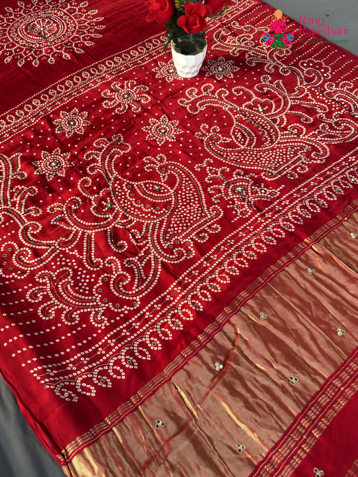 Red Pure Modal Silk Gota Patti Saree for Mayra Ceremony | Buy Online